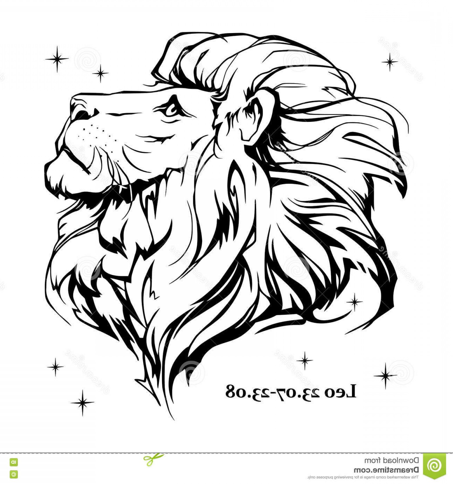 1560x1668 Stock Illustration Leo Horoscope Vector Illustration Black White