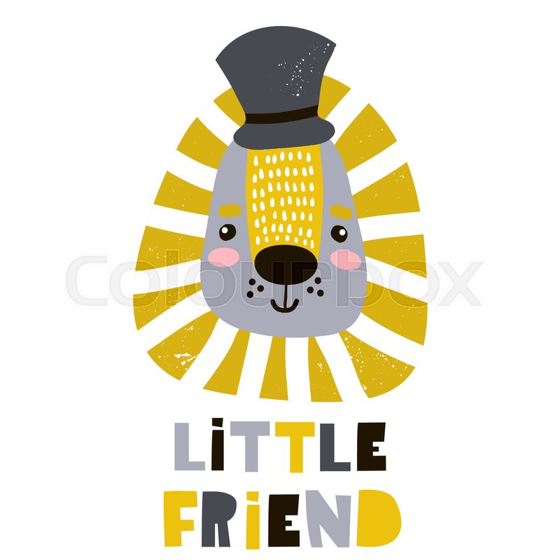 800x800 Cute Cartoon Leon Boy In Hat Childish Stock Vector Colourbox