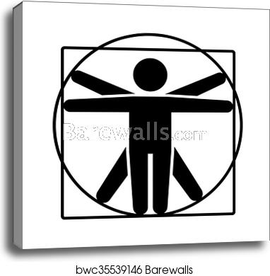 382x390 Leonardo Da Vinci Vitruvian Man Sign Logo Stick Style Icon
