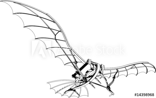 500x313 Flying Machine Leonardo Da Vinci Antique Hang Glider Vector