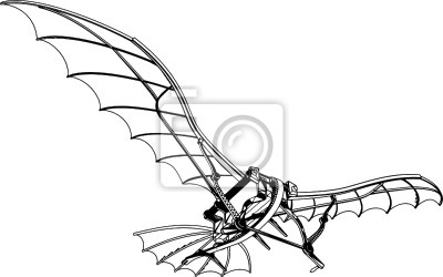 400x250 Machine Volante De Leonardo Da Vinci Antique Deltaplane Vector