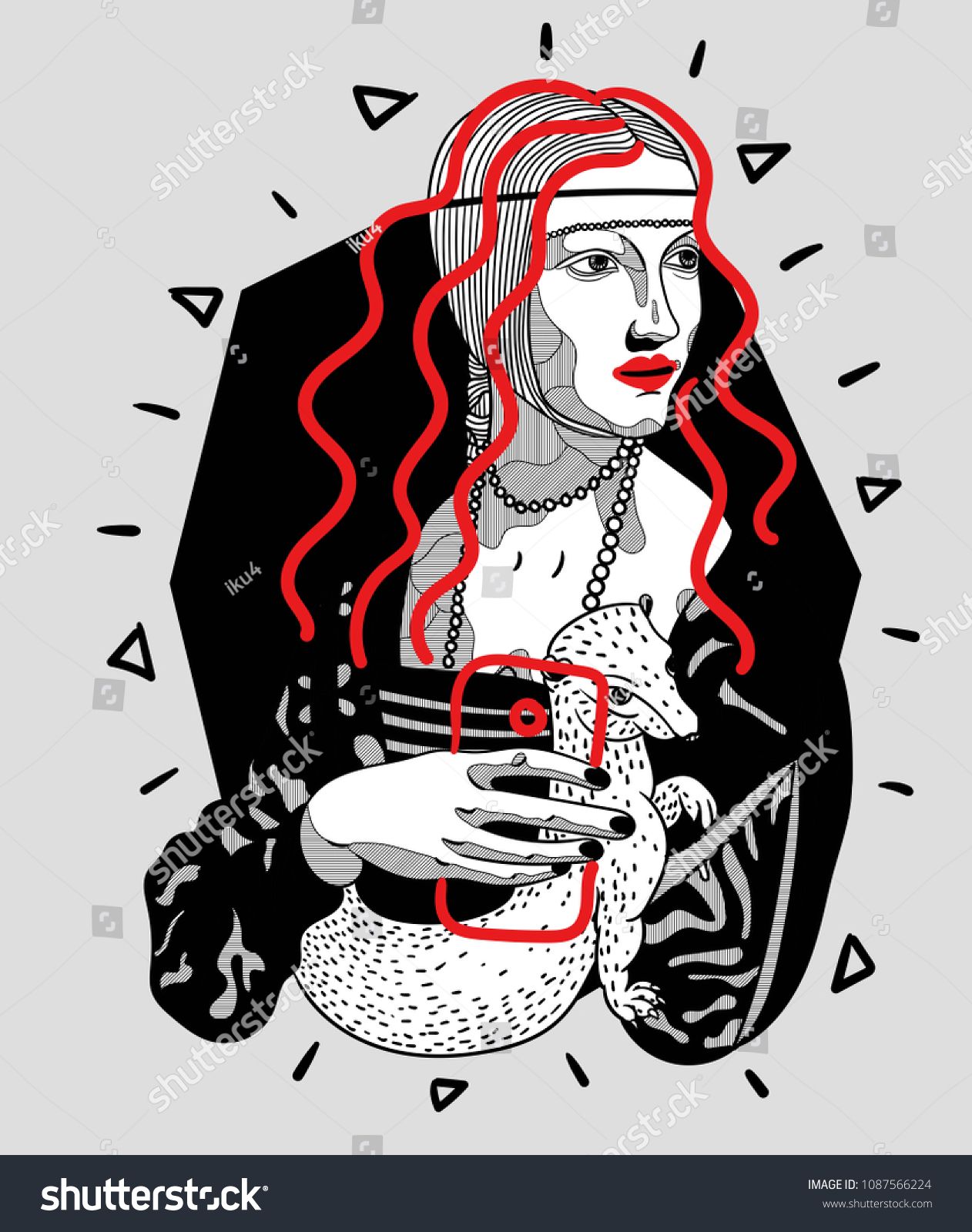 1262x1600 May Modern Vector Illustration Lady With An Ermine