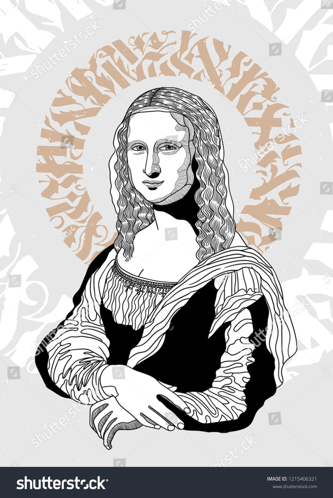 1071x1600 Vector Illustration Hand Drawn Mona Lisa