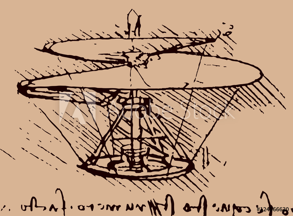 1000x739 Fotografie, Obraz Helicopter Illustration Leonardo Da Vinci