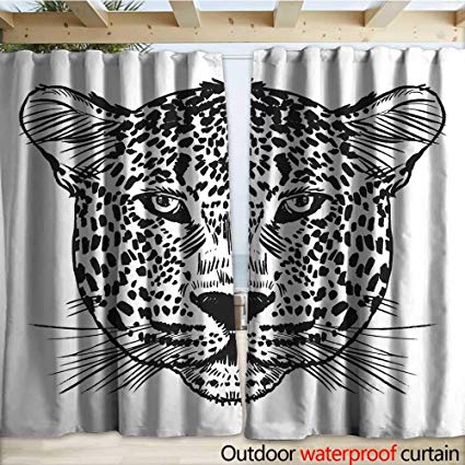 Warmfamily Grommet Curtain Panel Leopard Face Tattoo 425x425 Warmfamily Grommet Curtain Panel Leopard Face Tattoo