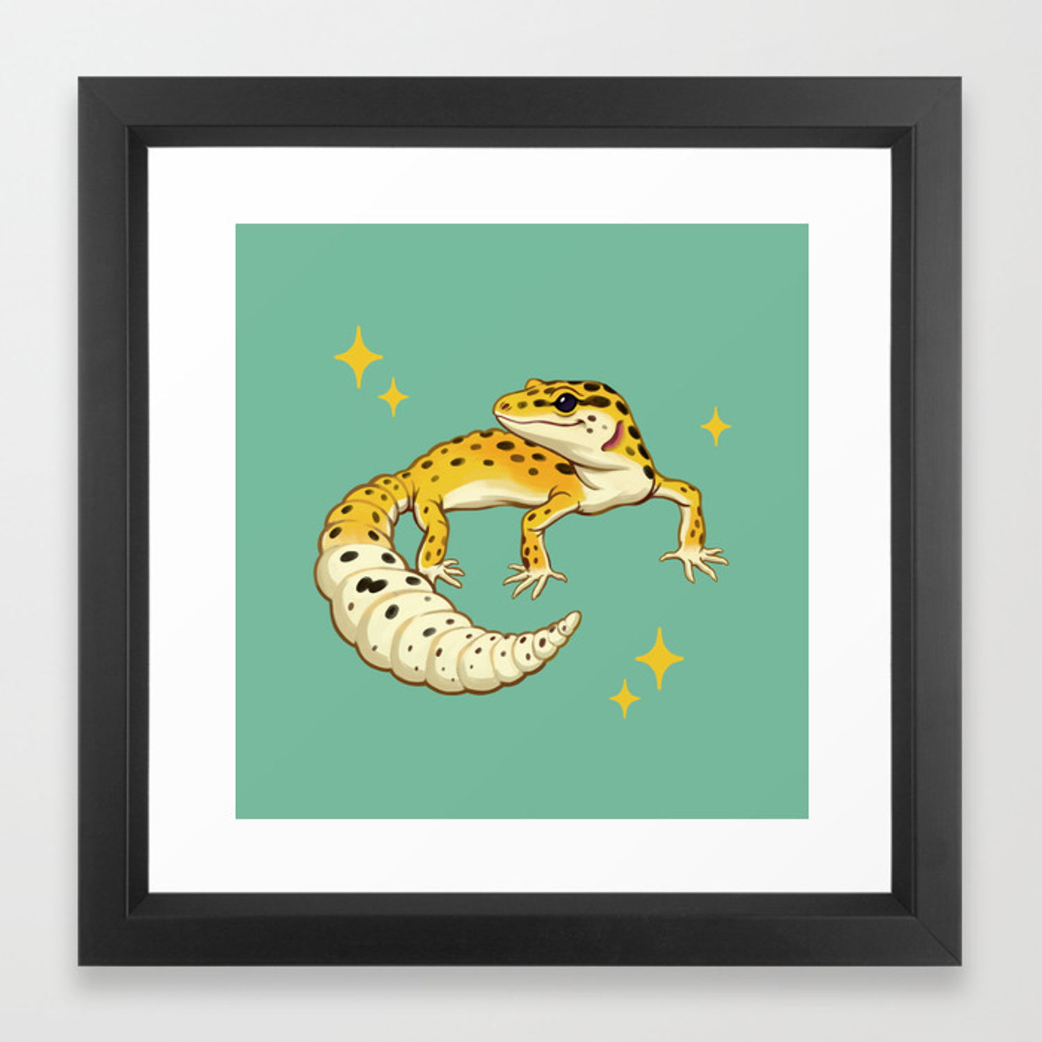 1500x1500 Sparkly Leopard Gecko Framed Art Print
