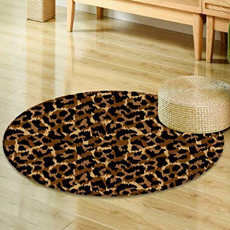 466x466 Round Area Rug Leopard Pattern Vector Illustration