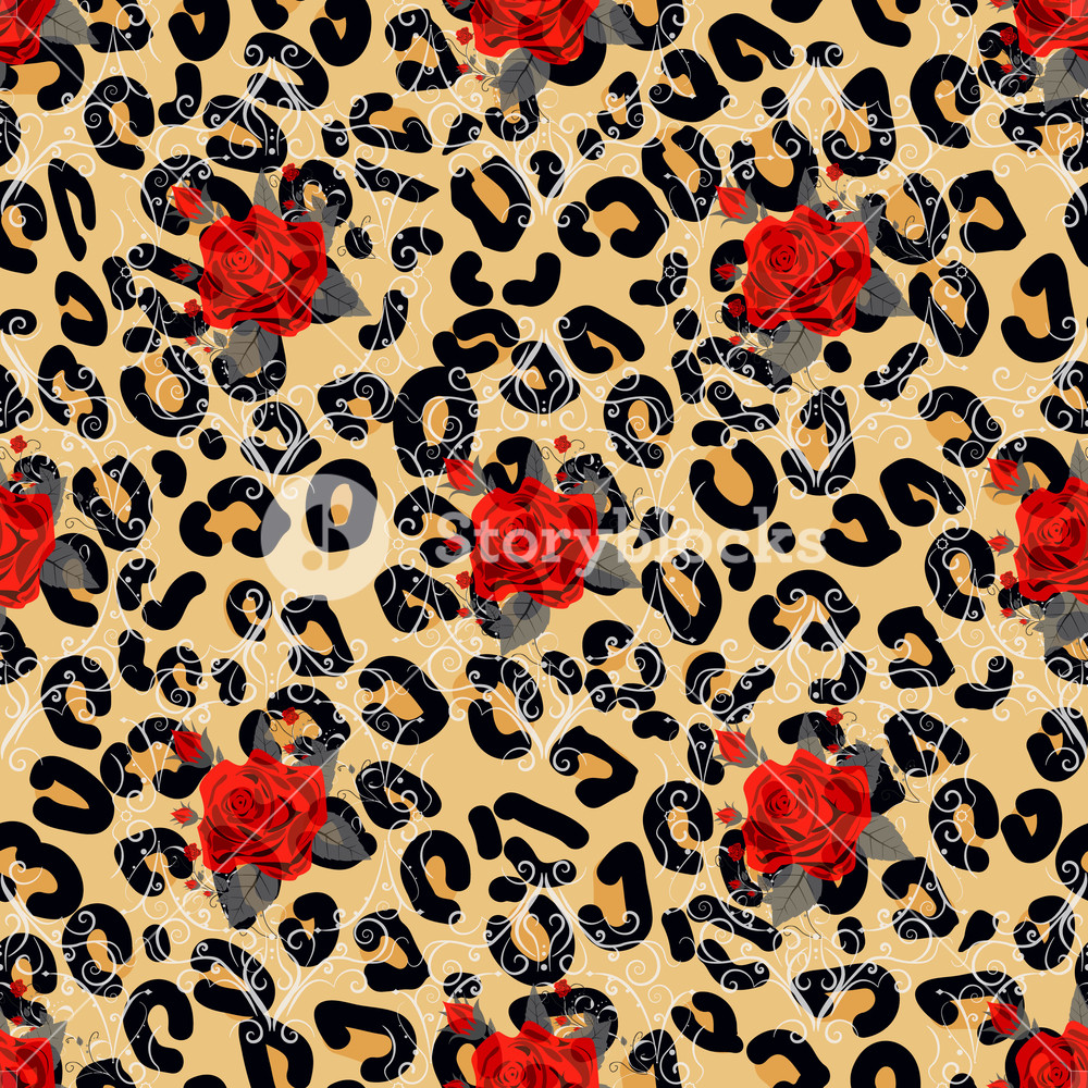 1000x1000 Floral Animal Seamless Vector Design Print Leopard Texture