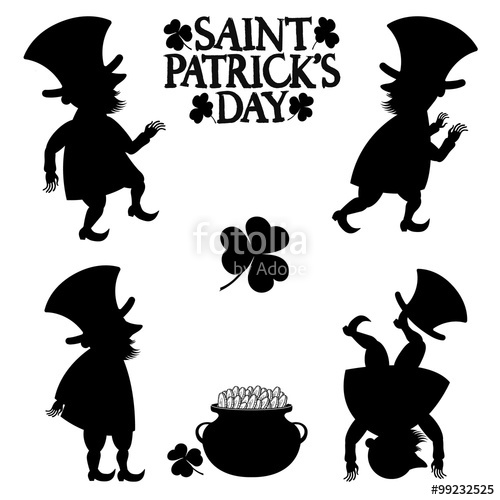 Black And White Leprechaun Figures Stock Image And Royalty Free 500x500 Black And White Leprechaun Figures Stock Image And Royalty Free