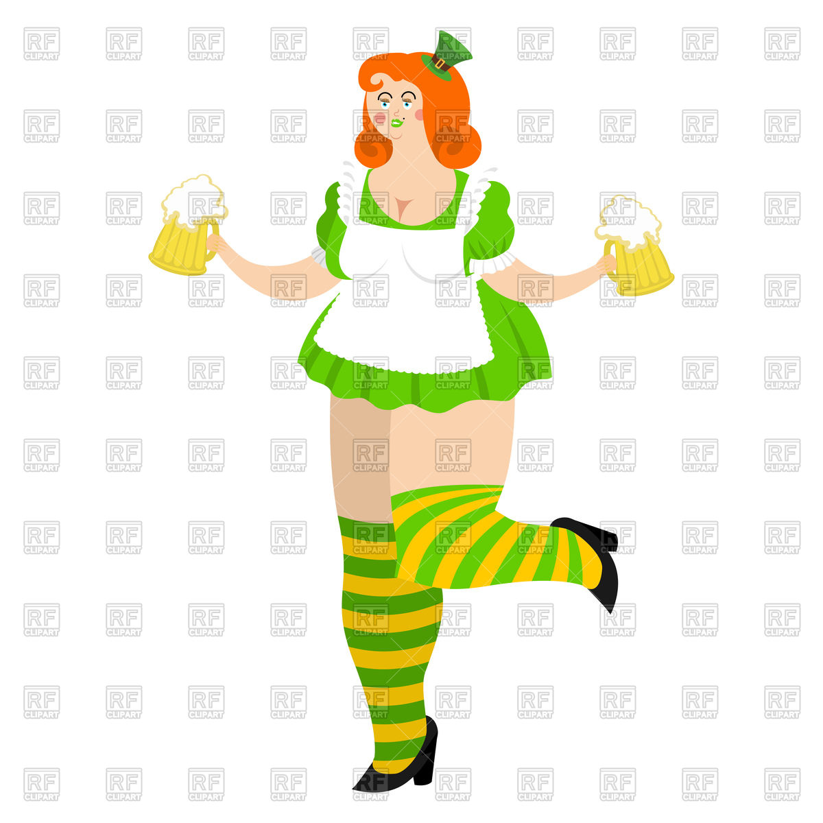Leprechaun Girl With Red Hair And Beer Vector Image Of People 1200x1200 Leprechaun Girl With Red Hair And Beer Vector Image Of People