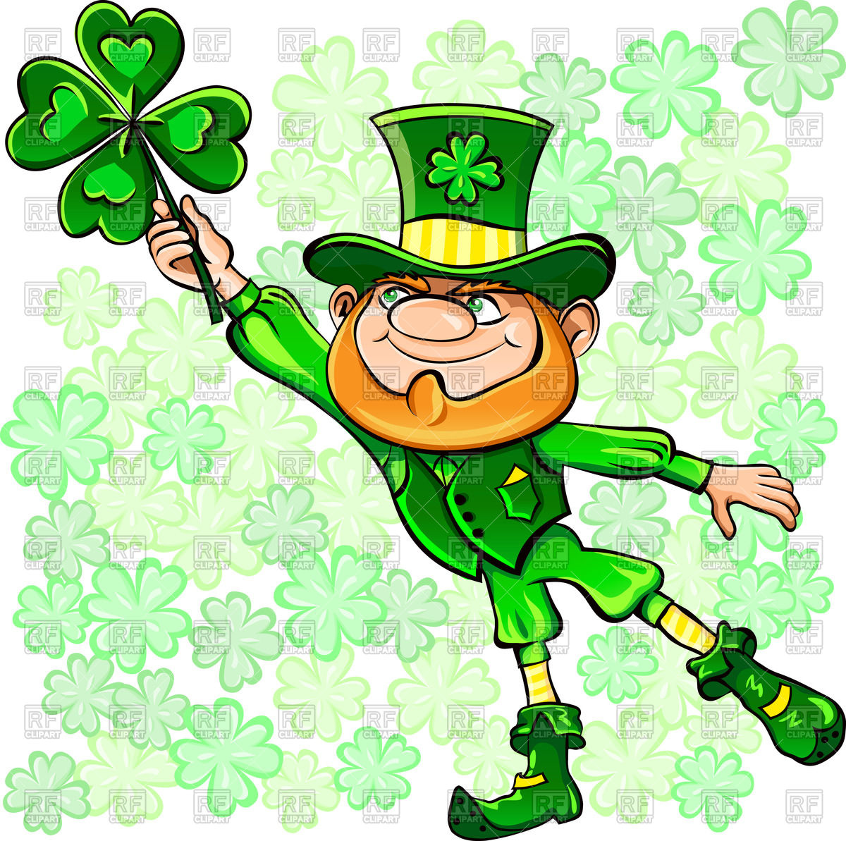 Leprechaun With Four Leaf Of Clover In Hand Vector Image Of People 1200x1193 Leprechaun With Four Leaf Of Clover In Hand Vector Image Of People