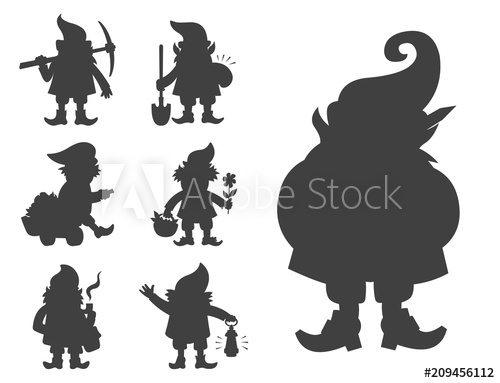 Fairy Tale Fantastic Gnome Dwarf Elf Character Black Silhouette 500x383 Fairy Tale Fantastic Gnome Dwarf Elf Character Black Silhouette