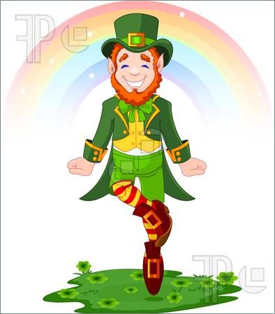 394x450 St Patrick's Day Dancing Leprechaun Vector Graphic St