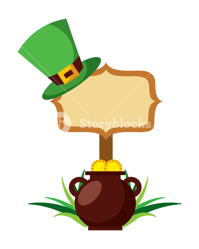 800x1000 Wooden Board With Pot Coins And Hat Of Leprechaun Vector