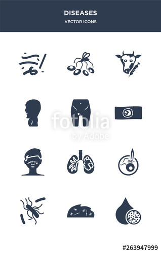 318x500 Diseases Vector Icons Such As Lead Poisoning, Legionellosis