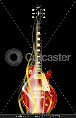 300x464 Burning Guitar Stock Vector