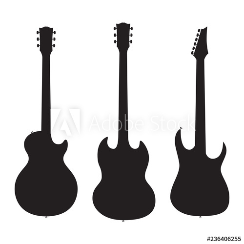 500x500 Set Of Silhouettes Electric Guitars Isolated On White Background
