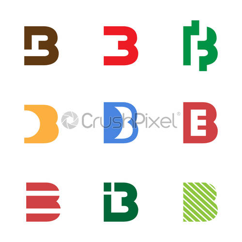 500x500 Set Letter B Logo Template Vector Illustration, Stock Vector