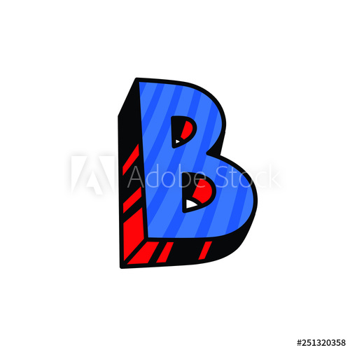 500x500 Logo, Letter B Vector Linear, Outline Icon Volumetric Mark
