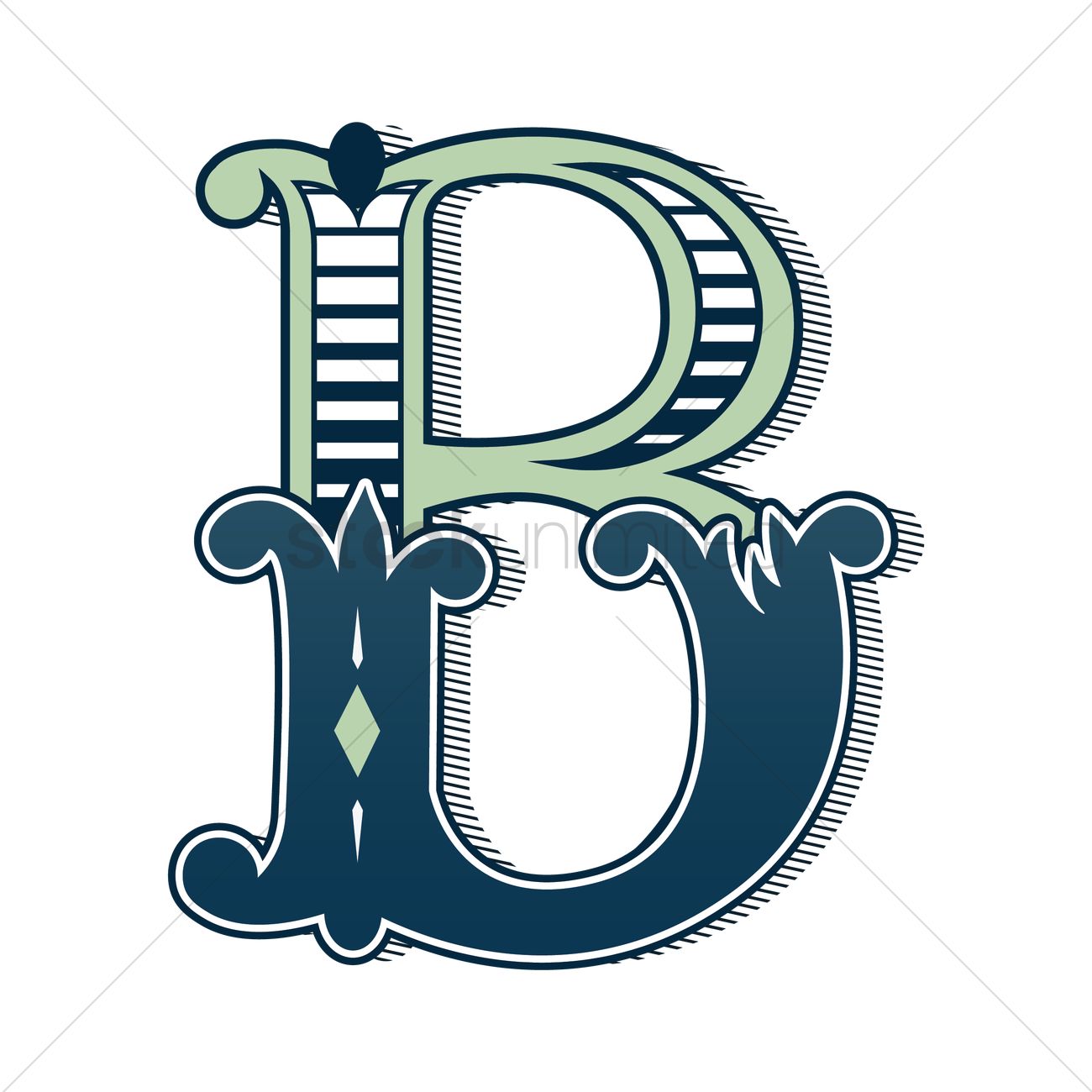 1300x1300 Vintage Letter B Vector Image