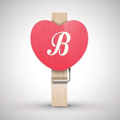 416x416 Clothes Wooden Heart Pin With Capital Letter B Vector Premium