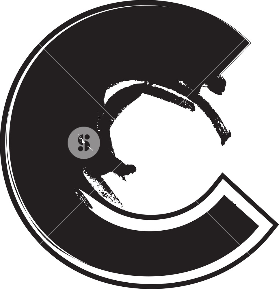 966x1000 Grunge Font Letter C Vector Illustration Royalty Free Stock Image