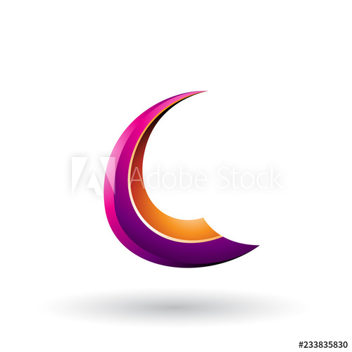 500x500 Magenta And Orange Dynamic Flying Letter C Vector Illustration