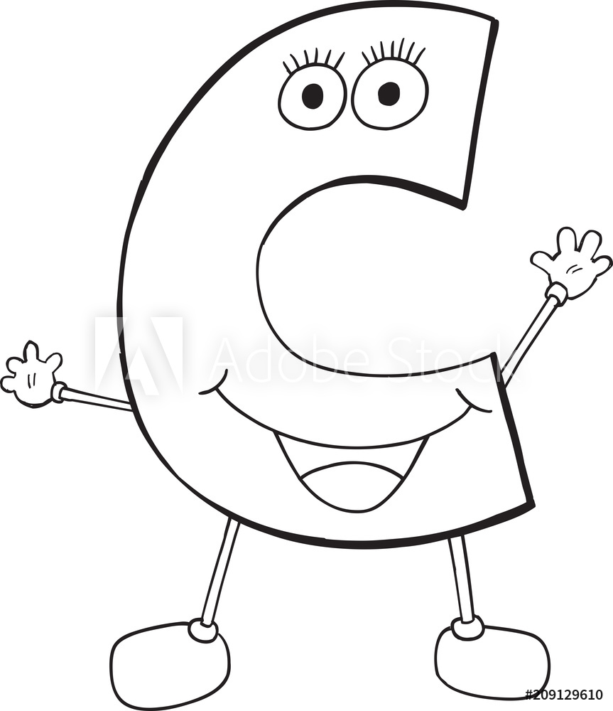 863x1000 Recess Fitting Cute Happy Letter C Vector Illustration Art