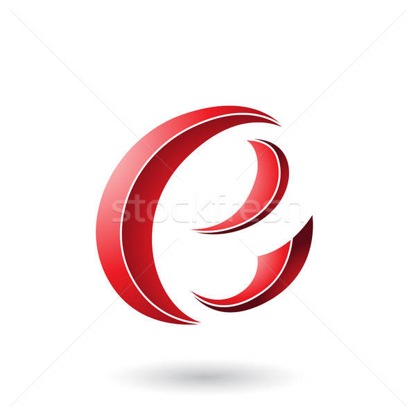 Red Striped Crescent Shape Letter E Vector Illustration Vector 600x600 Red Striped Crescent Shape Letter E Vector Illustration Vector