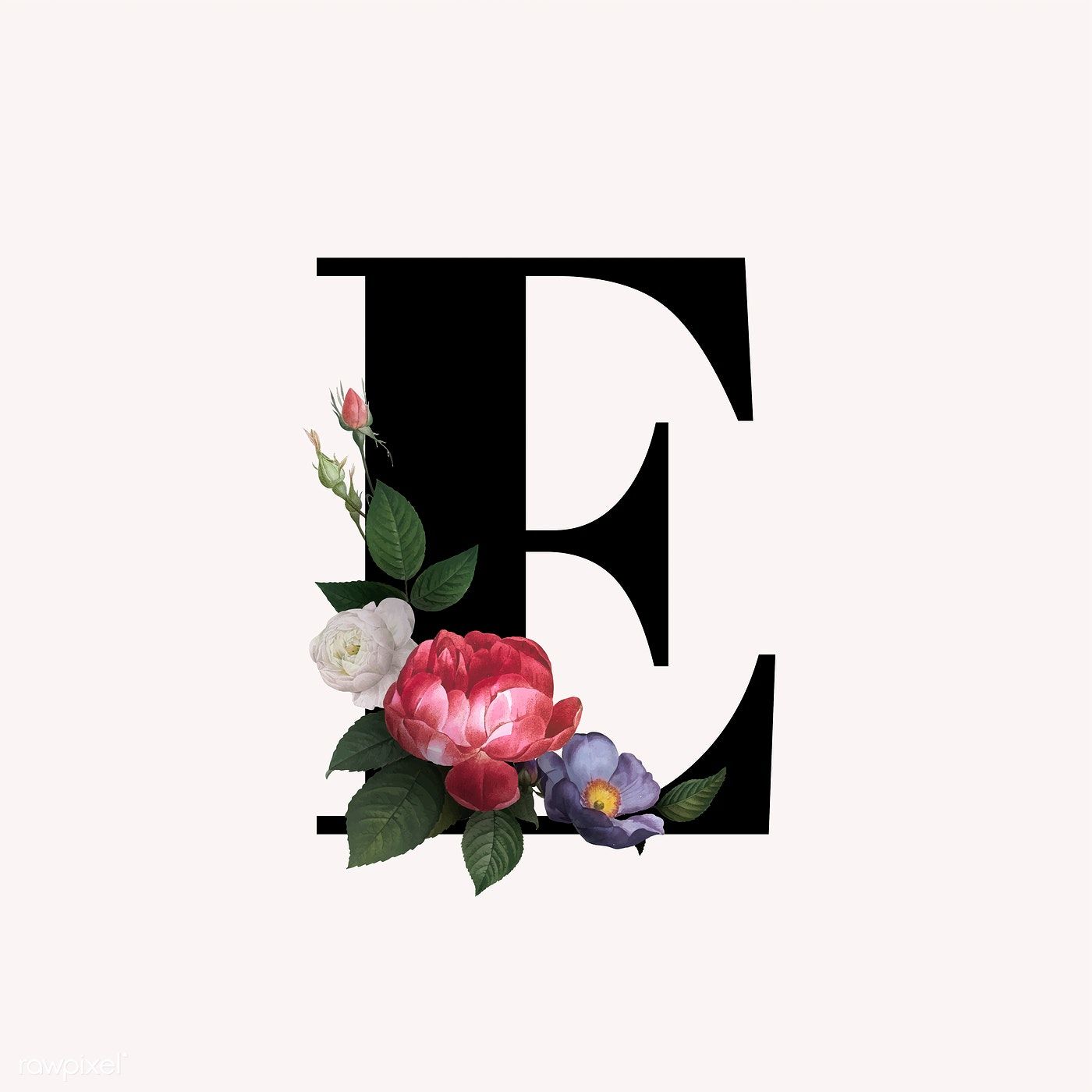 Classic And Elegant Floral Alphabet Font Letter E Vector Free 1400x1400 Classic And Elegant Floral Alphabet Font Letter E Vector Free