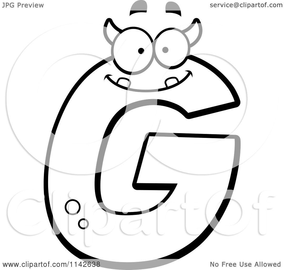 1080x1024 Cartoon Clipart Of A Black And White Alien Letter G