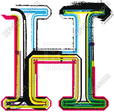 400x393 Colorful Grunge Font Letter H Vector Image Of Fonts Type