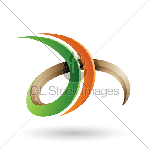 500x500 Green And Orange Curly Letter D And H Vector Illustration Gl