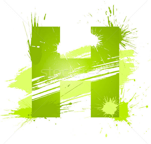 600x574 Green Abstract Paint Splashes Font Letter H Vector Illustration
