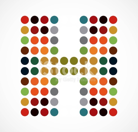 459x439 Alphabet Multicolor Dotted Art Style Single Text Letter H Vector