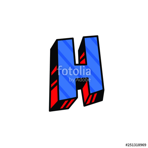 500x500 Logo, Letter H Vector Linear, Outline Icon Volumetric Mark