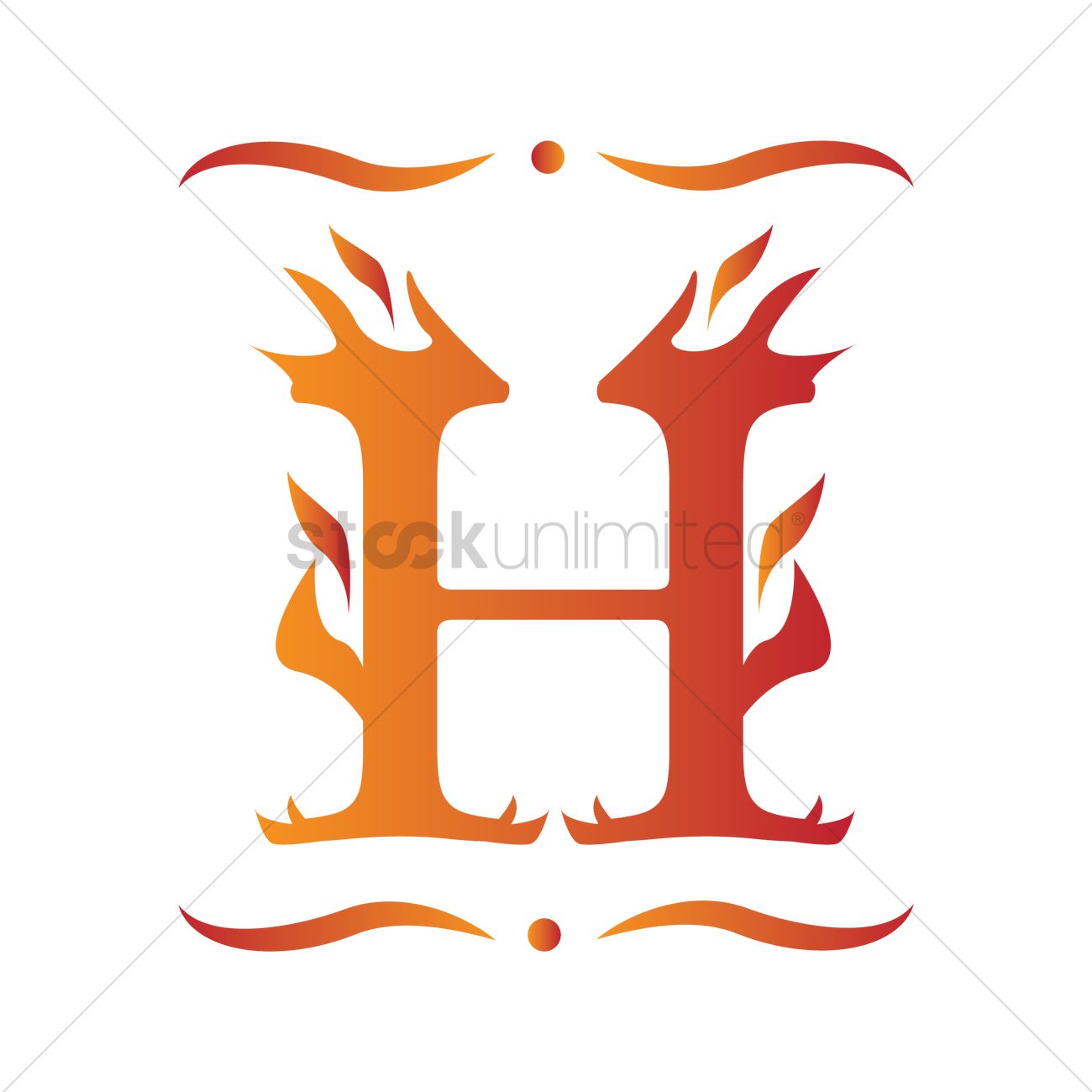1300x1300 Burning Letter H Vector Image