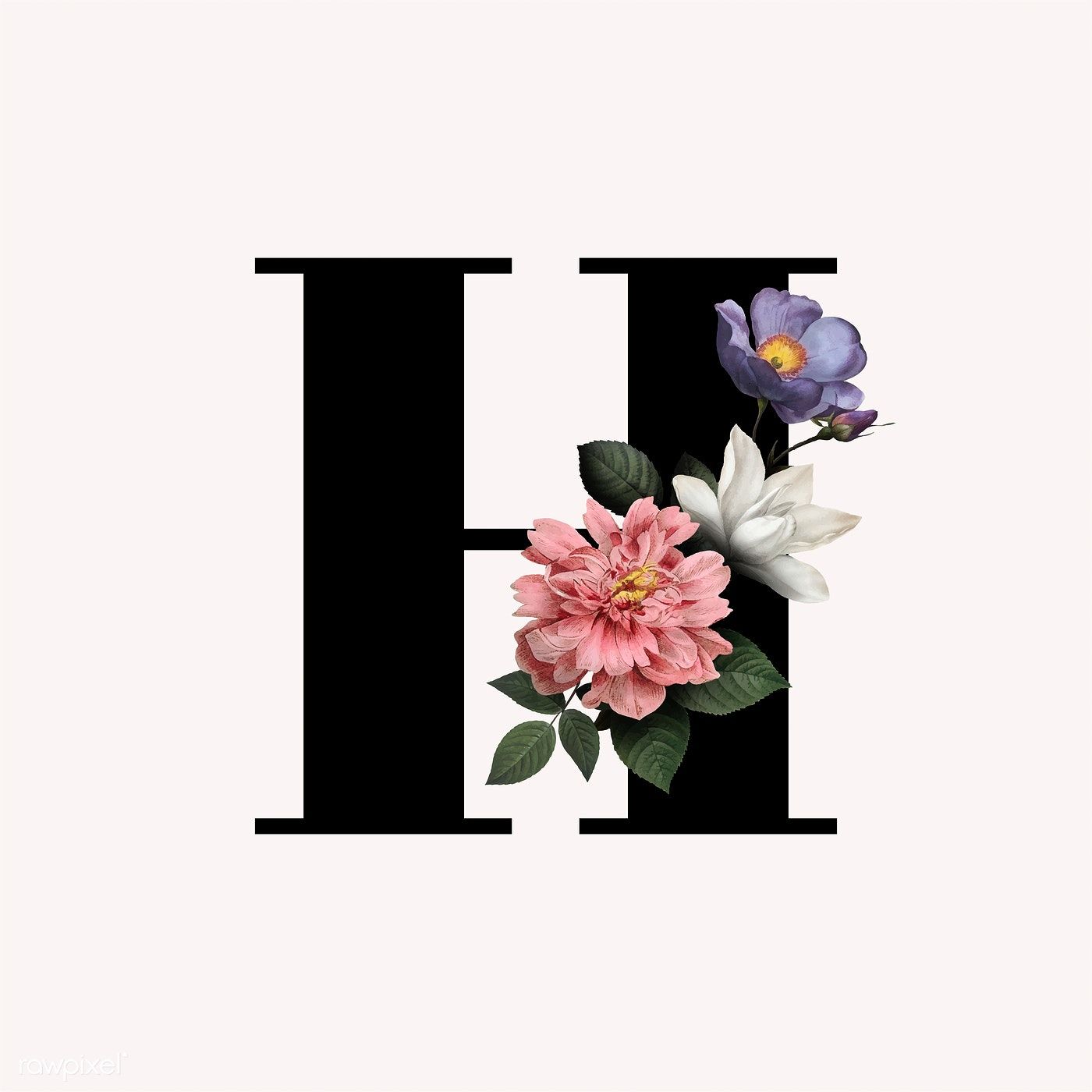 1400x1400 Classic And Elegant Floral Alphabet Font Letter H Vector Free