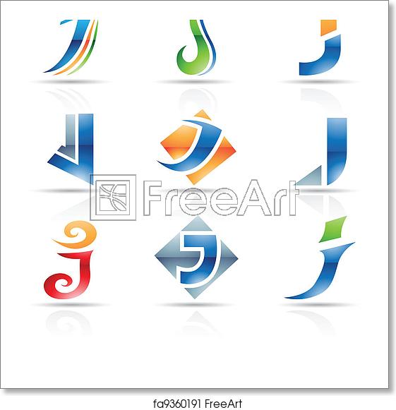 561x581 Free Art Print Of Glossy Icons For Letter J Vector Illustration