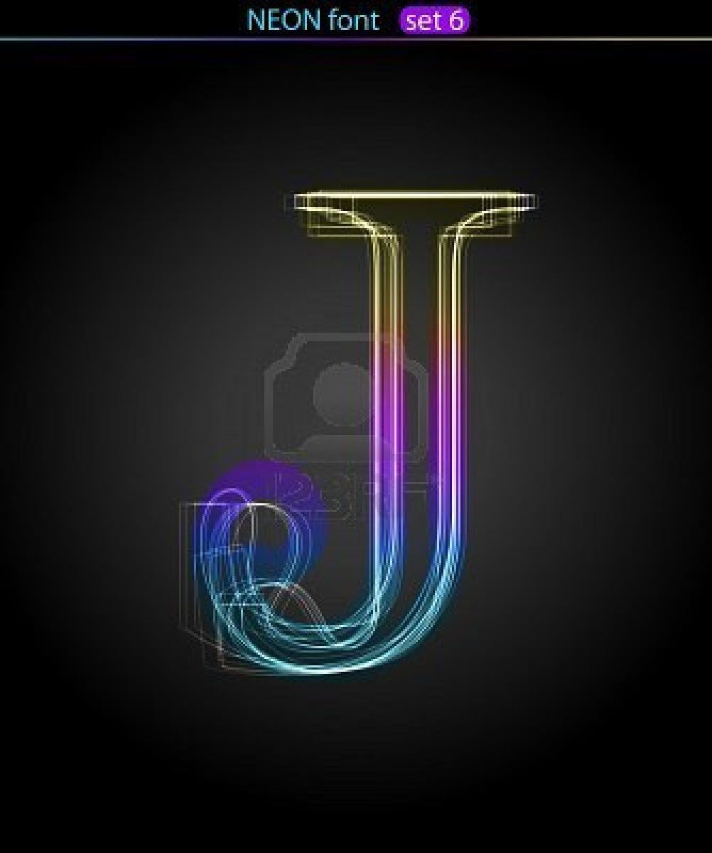 1002x1200 Gradient Color Neon Font Letter J Vector Royalty Free Cliparts
