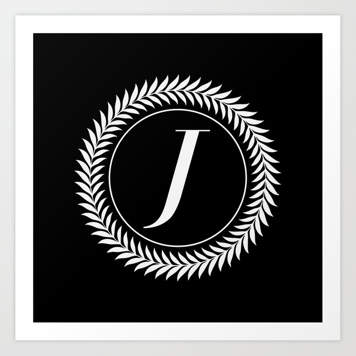 700x700 Monogram Laurel Wreath Design In Black