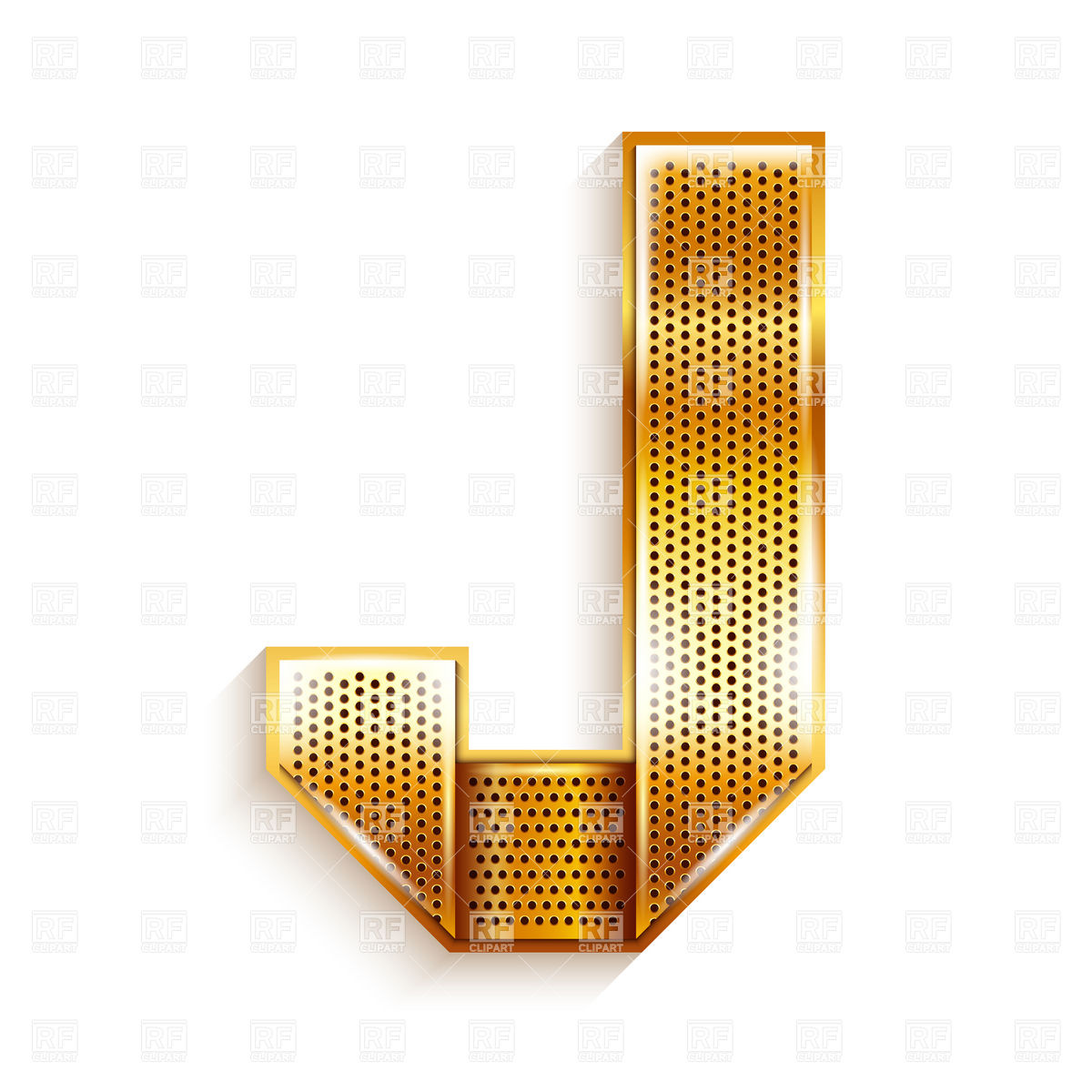 1200x1200 Alphabet Made Of Golden Perforated Tape, Letter J Vector Image