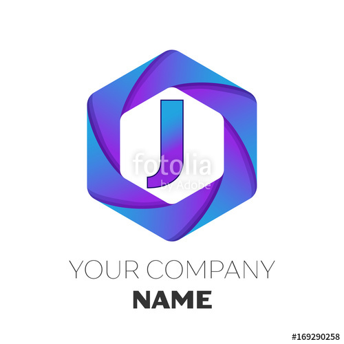 500x500 Realistic Letter J Vector Logo Symbol In The Colorful Hexagonal