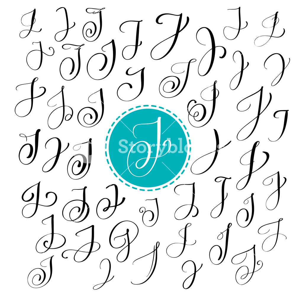 1000x1000 Set Of Hand Drawn Vector Calligraphy Letter J Script Font