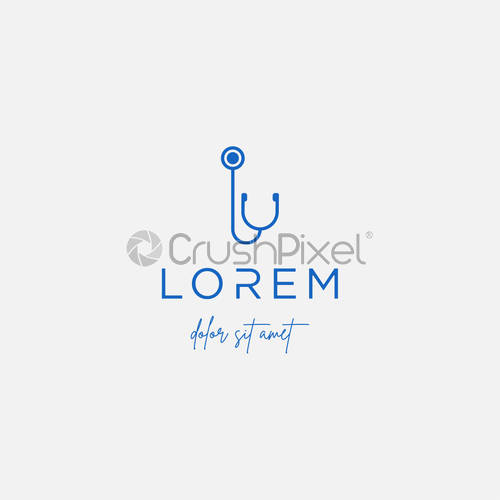 500x500 Stethoscope I Letter Logo Vector Design Icon, Stock Vector