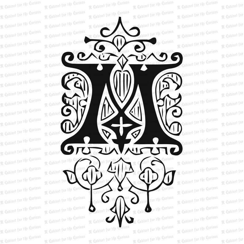 Ornamental Penwork Initial Letter M Vector Clipart Vintage Etsy 794x794 Ornamental Penwork Initial Letter M Vector Clipart Vintage Etsy