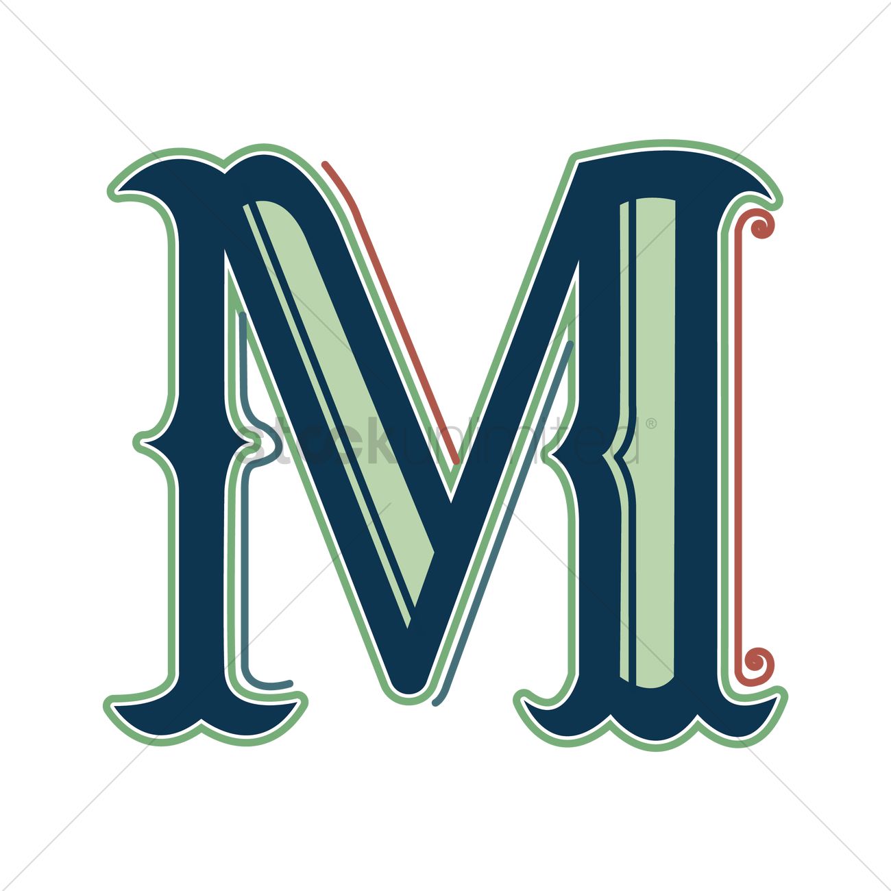 Vintage Letter M Vector Image 1300x1300 Vintage Letter M Vector Image