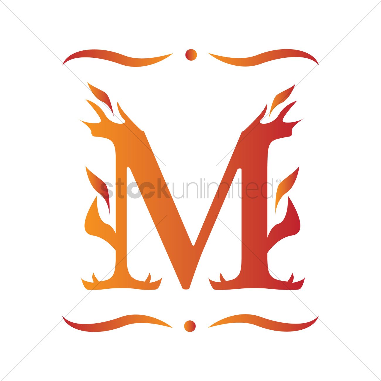 Burning Letter M Vector Image 1300x1300 Burning Letter M Vector Image