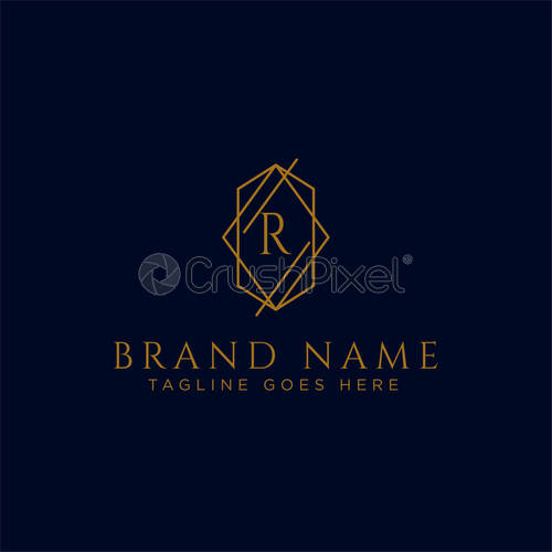 500x500 Luxury Vector Logotype Premium Letter R Logo With Golden Design