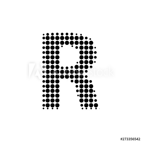 500x500 Halftone Letter R Vector Logo In Pop Art Style New Design